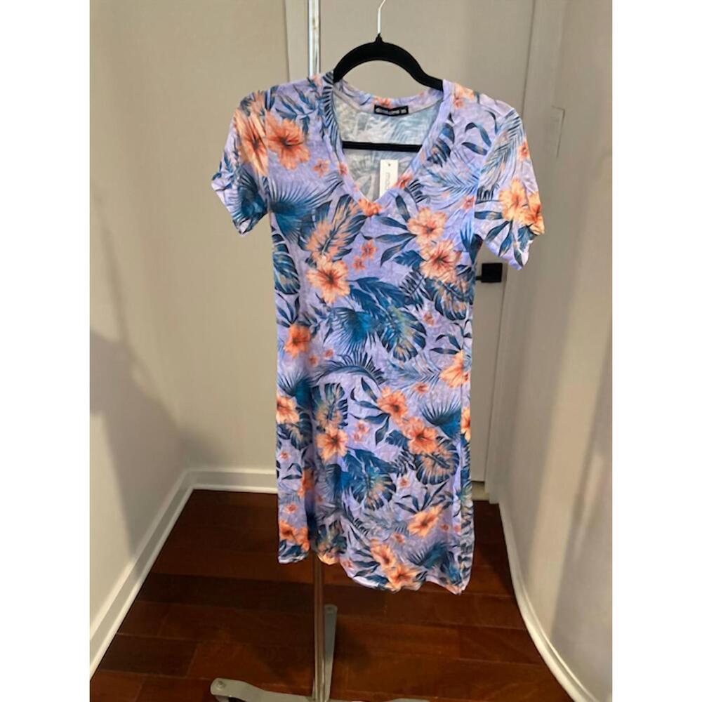 NEW DAVID CLINE women's floral fit and flare dress in lilac
